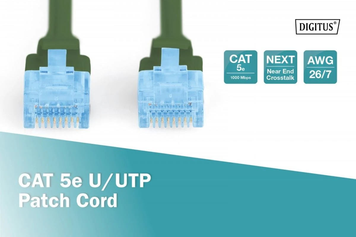 Assmann Electronic DIGITUS CAT 5e U-UTP patch kabelis PVC AWG 26/7 ilgis 2 m spalva žalias