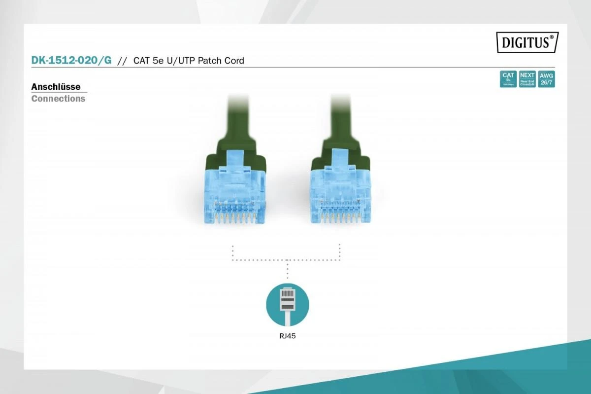 Assmann Electronic DIGITUS CAT 5e U-UTP patch kabelis PVC AWG 26/7 ilgis 2 m spalva žalias