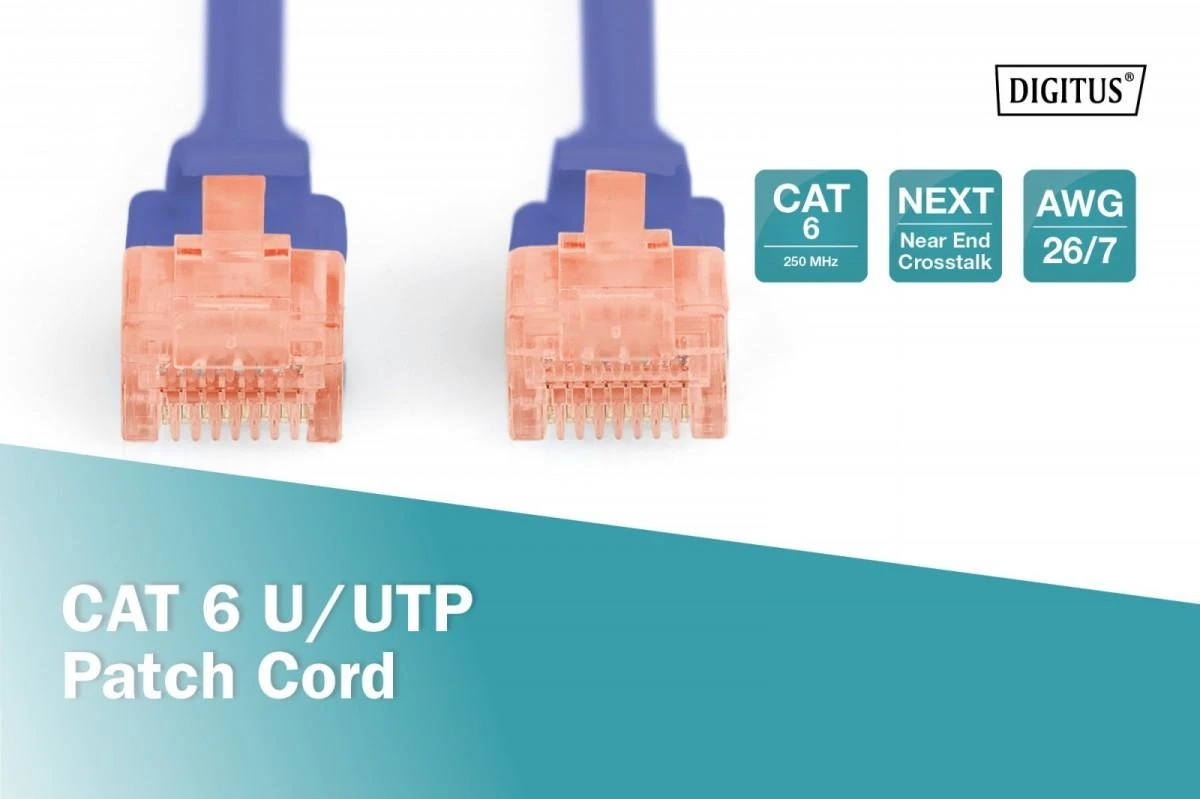 Assmann Electronic DIGITUS CAT 6 U-UTP patch kabelis PVC AWG 26/7 ilgis 0,5m spalva mėlynas