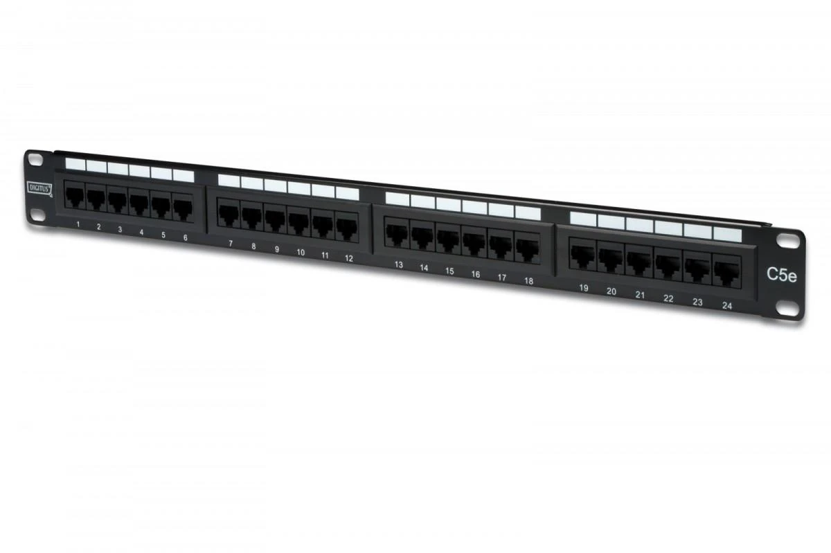 Assmann Electronic DIGITUS Patch Panel 19colių 24Port Cat5e STP neekranuotas montavimas apie LSA juodas RAL9005 be LSA dangtelio