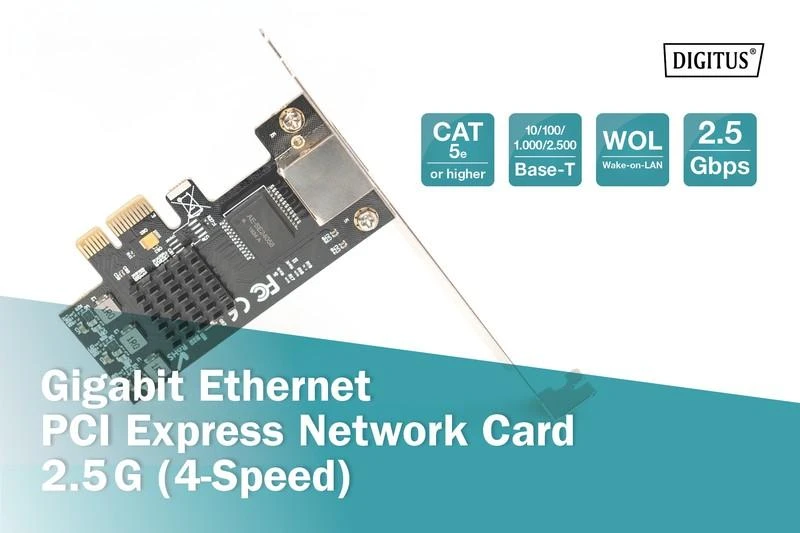 Assmann Electronic DIGITUS 2.5Gigabit Ethernet PCI Express kortelė NIC CHIPSET RTL8125B