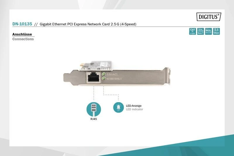 Assmann Electronic DIGITUS 2.5Gigabit Ethernet PCI Express kortelė NIC CHIPSET RTL8125B