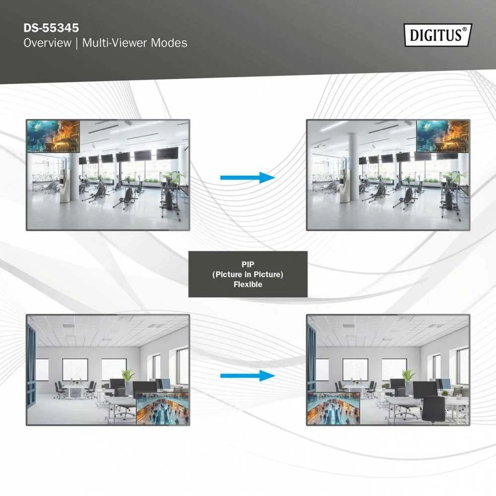„Digitus“ 4x2 HDMI matricos jungiklis / kelių peržiūrų programa, 4K/30Hz | DS-55345 | Juodas
