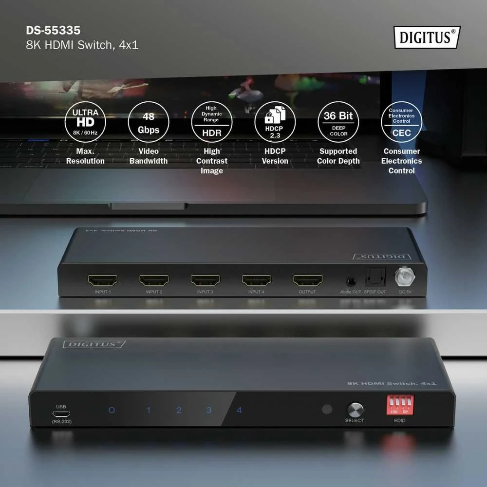 Assmann Electronic DIGITUS 4x1 HDMI jungtis 8K/60Hz