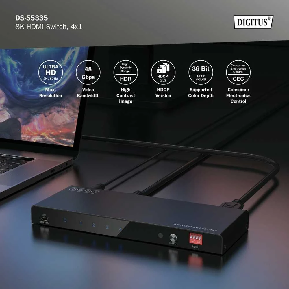 Assmann Electronic DIGITUS 4x1 HDMI jungtis 8K/60Hz