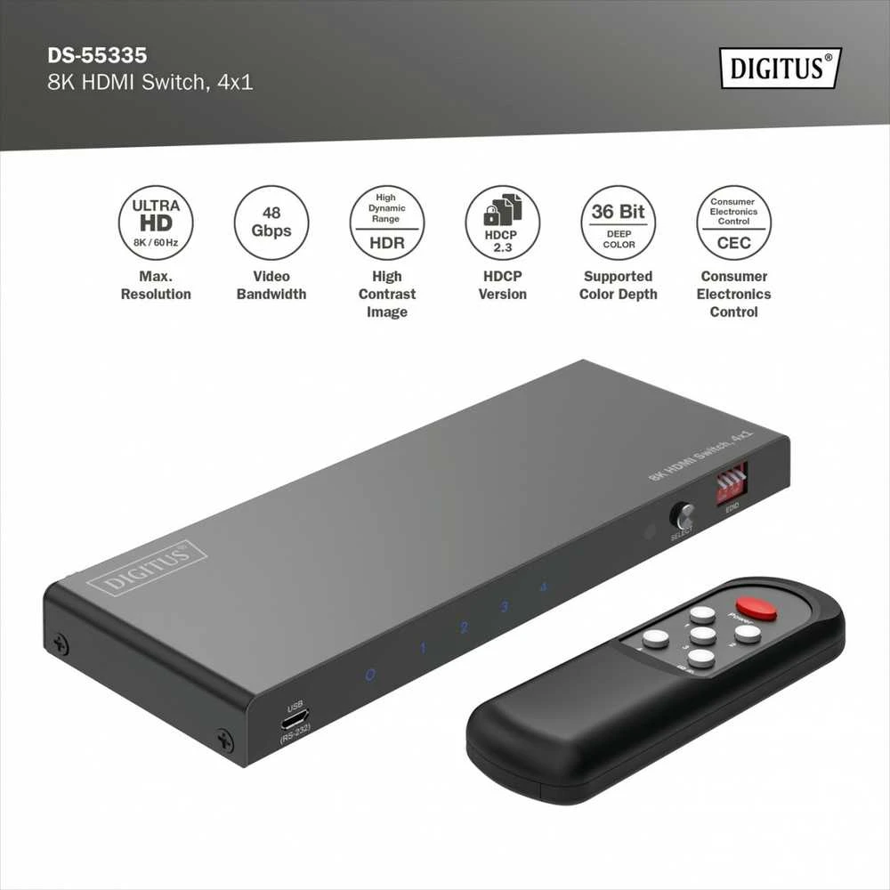 Assmann Electronic DIGITUS 4x1 HDMI jungtis 8K/60Hz