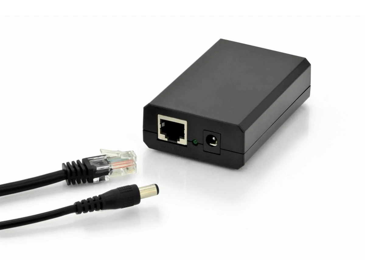 Šakotuvas Assmann Electronic DIGITUS Gigabit PoE+ Splitter 10 100 1000 Mbps 24W Įvestis: 802.3at PoE Išėjimas: 5V 2A 9V 2A 12V 2A plastikinis korpusas juodas