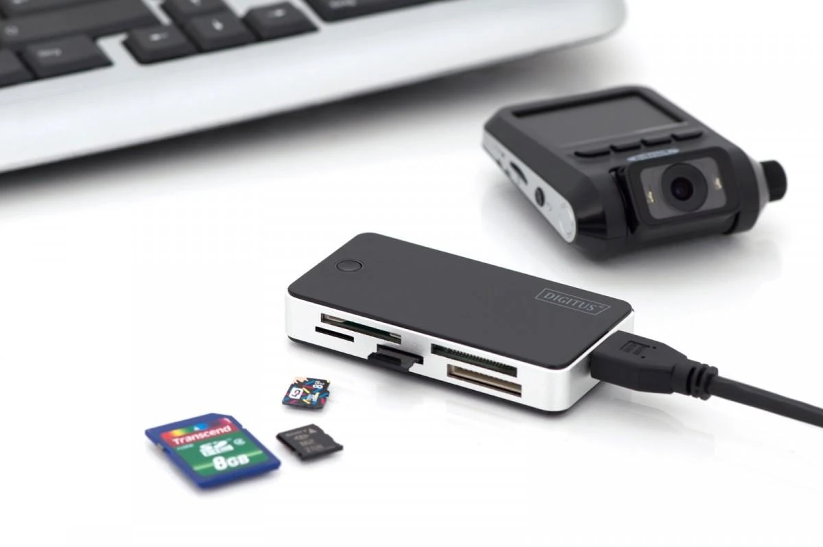 Assmann Electronic DIGITUS USB 3.0 kortelių skaitytuvo palaikymas MS/SD/SDHC/MiniSD/M2/CF/MD/SDXC kortelės 1M USB A jungties laidas