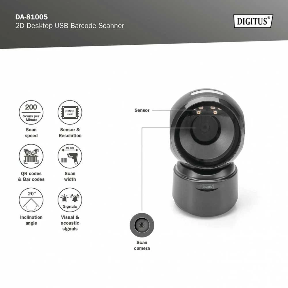 Digitus | 2D Desktop USB Barcode Scanner DA-81005