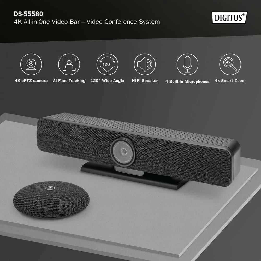 Digitus Skaitmenas | 4K All-in-One Video Bar Pro – vaizdo konferencijų sistema | DS-55580