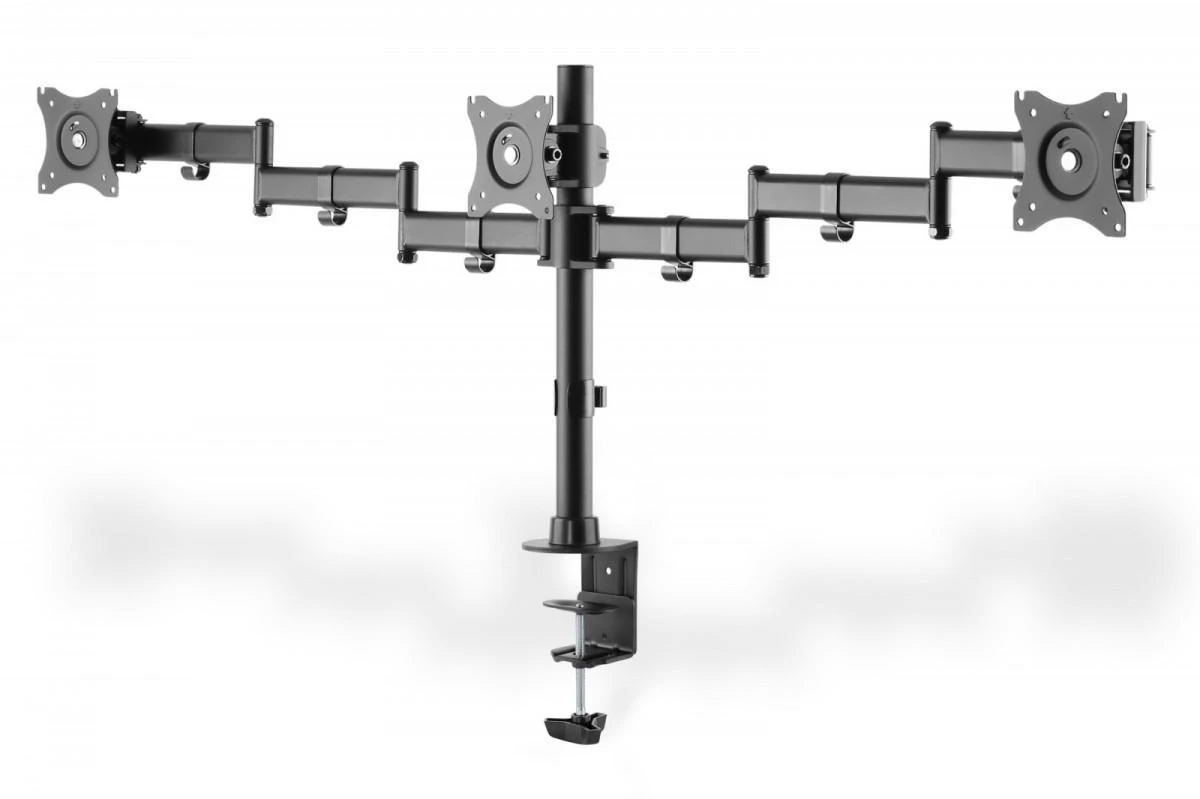 Assmann Electronic DIGITUS Universalus Tripple Monitorius Stovas su tvirtinimo mazgu Triple Monitorius Stalinis laikiklis juodas 90ø Swivel 45ø Tent rotat