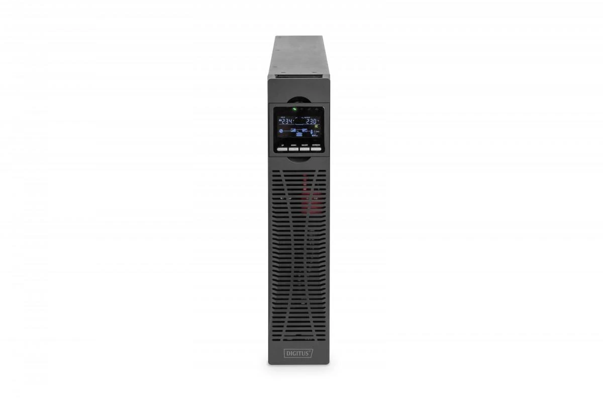 DIGITUS OnLine UPS, stelažas/bokštas, 3000VA, 3000W, LCD, 8 x C13, 1 x C19, RS-232, USB, SNMP kortelė (pasirinktinai), relės kortelė (pasirinktinai) | Skaitmenas | Internetinis UPS | DN-170096, 3000 VA / 3000 W | 3000 VA | 3000 W | C20