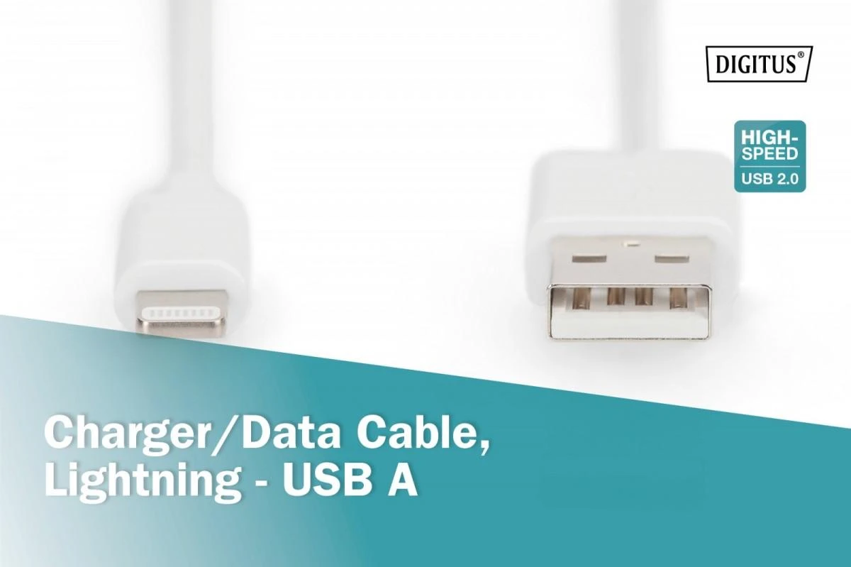 DIGITUS USB-A prie Lightning MFI C89, 2M | Skaitmenas