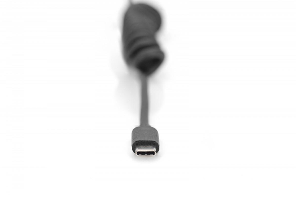 Digitus Skaitmenas | USB 2.0 tipo A į USB C spiralinis kabelis | AK-300430-006-S | USB-A į USB-C USB 2.0 Type A, kištukas | USB C, kištukas