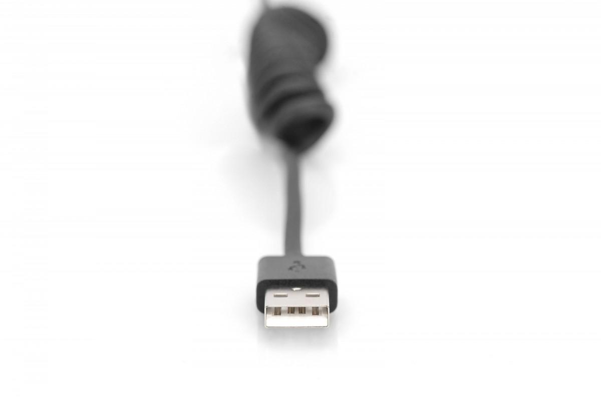 Digitus Skaitmenas | USB 2.0 tipo A į USB C spiralinis kabelis | AK-300430-006-S | USB-A į USB-C USB 2.0 Type A, kištukas | USB C, kištukas