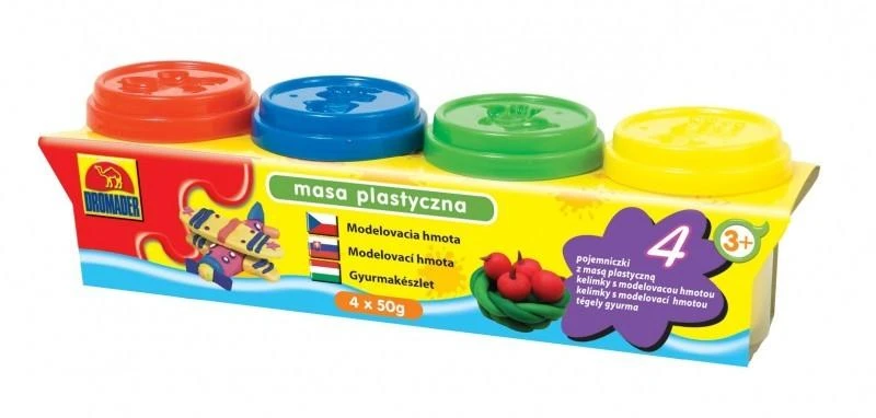 Dromader TEŠLOS SPALVŲ RINKINYS IŠ 4 SPALVŲ PLASTIKINIŲ PASTOS VAMZTELIŲ 224 gramai