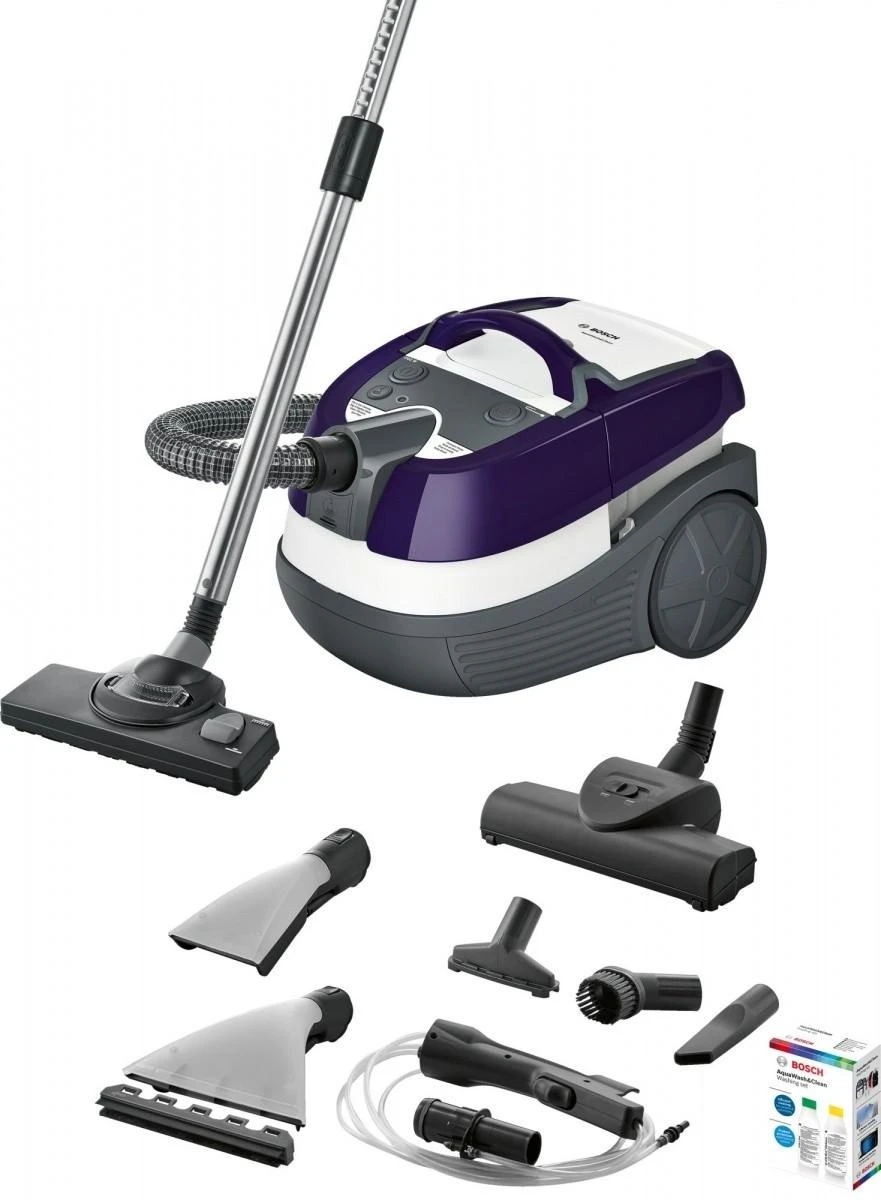 Sauso ir šlapio valymo dulkių siurblys Bosch AquaWash&Clean BWD41740, Violetinis