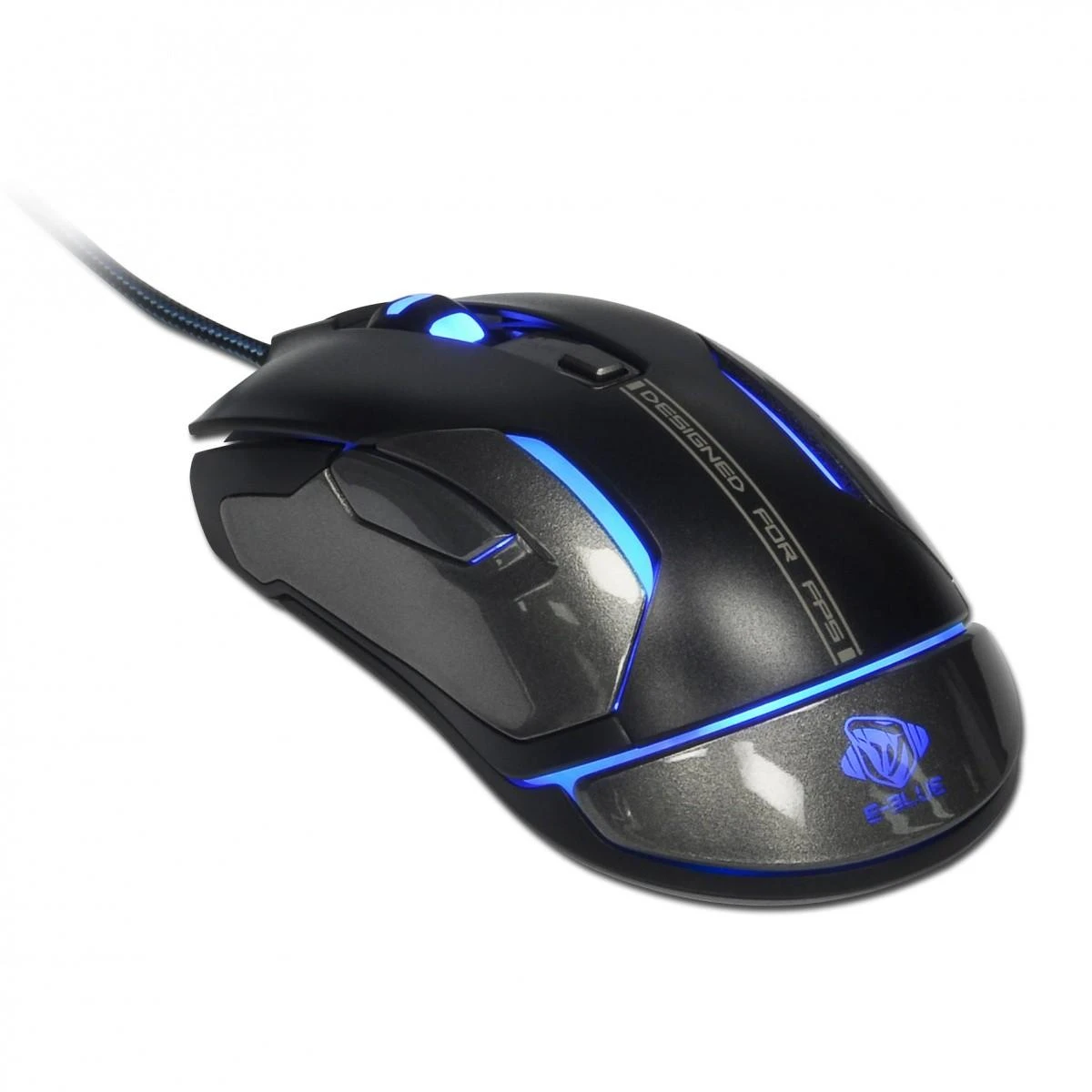E-Blue Mėlyna E-mėlynas Auroza FPS Pelė su laidu, juoda, 8200DPI