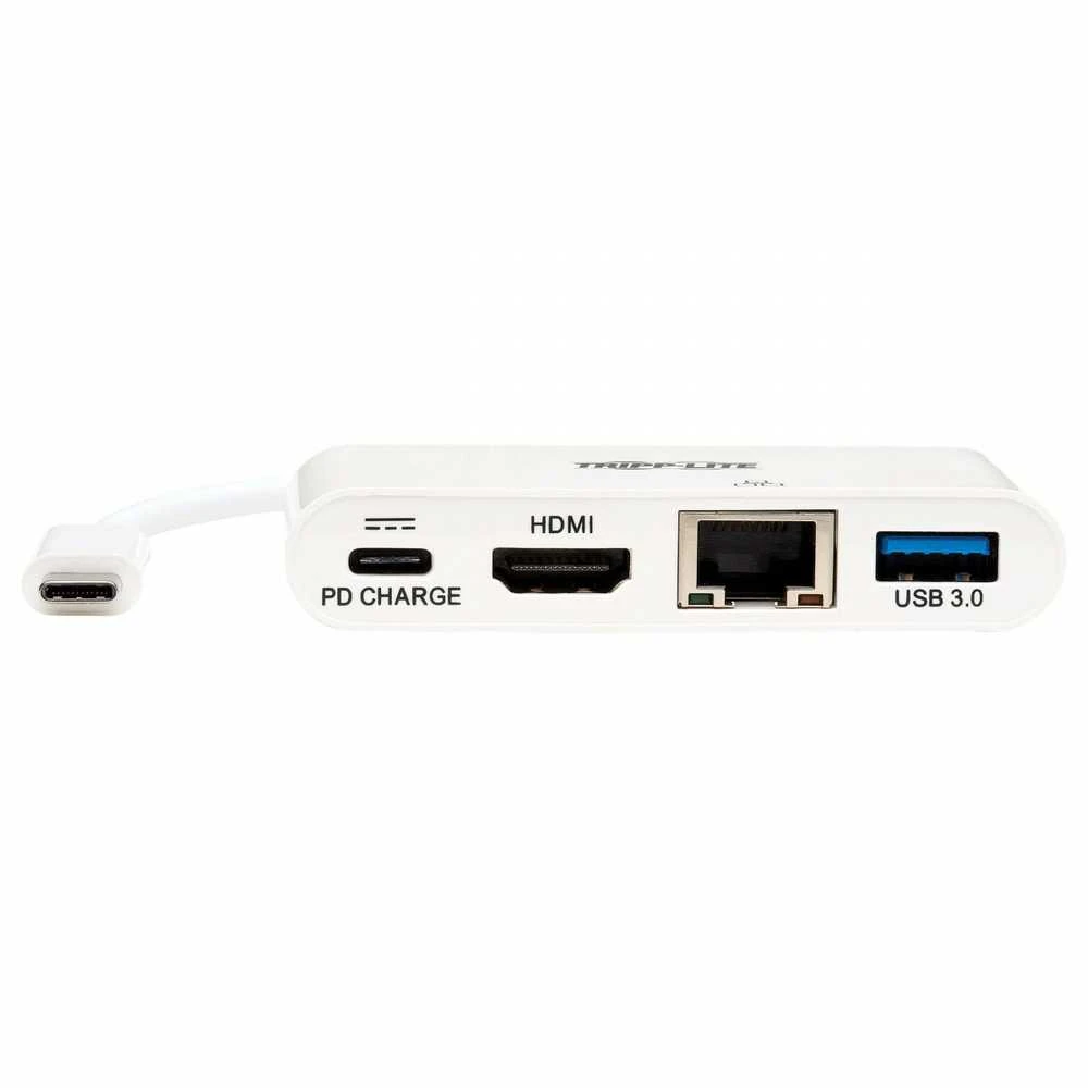 Tripp Lite USB-C dokas U444-06N-H4GU-C Single Ekranas/1xHDMI/iki sngle 4K/1xUSB 3.2/palaikymas PD 60W/Baltas/Maitinimo šaltinis neįtrauktas