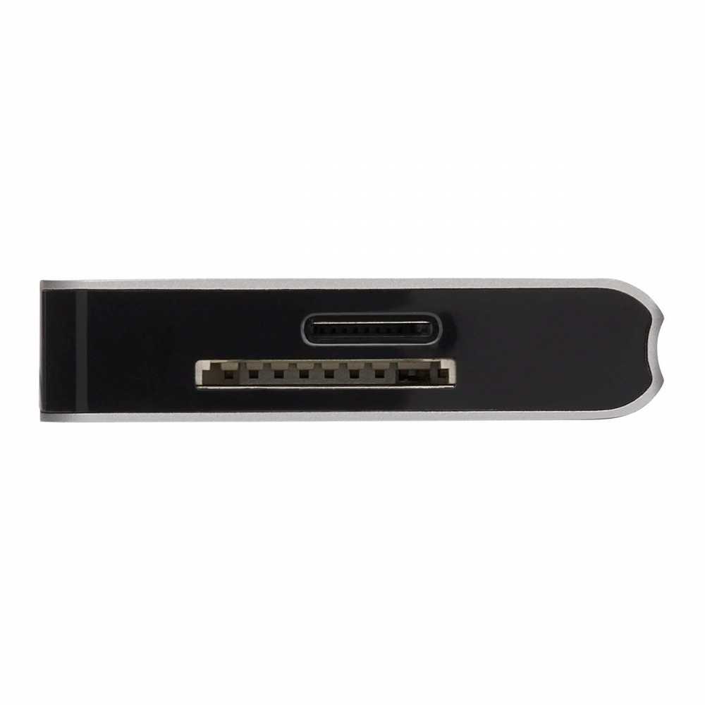 „Eaton Tripp Lite“ USB-C dokas – 4K HDMI, USB 3.2 Gen 1, USB-A šakotuvas, GbE, atminties kortelė, 100 W PD įkrovimas, nuimamas laidas