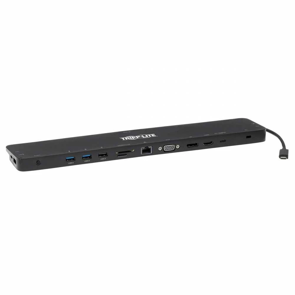 „Eaton Tripp Lite“ USB-C dokas, trigubas „Ekranas“ – 4K HDMI ir DP, VGA, USB 3.2 Gen 1, USB-A/C šakotuvas, GbE, 100 W PD įkrovimas