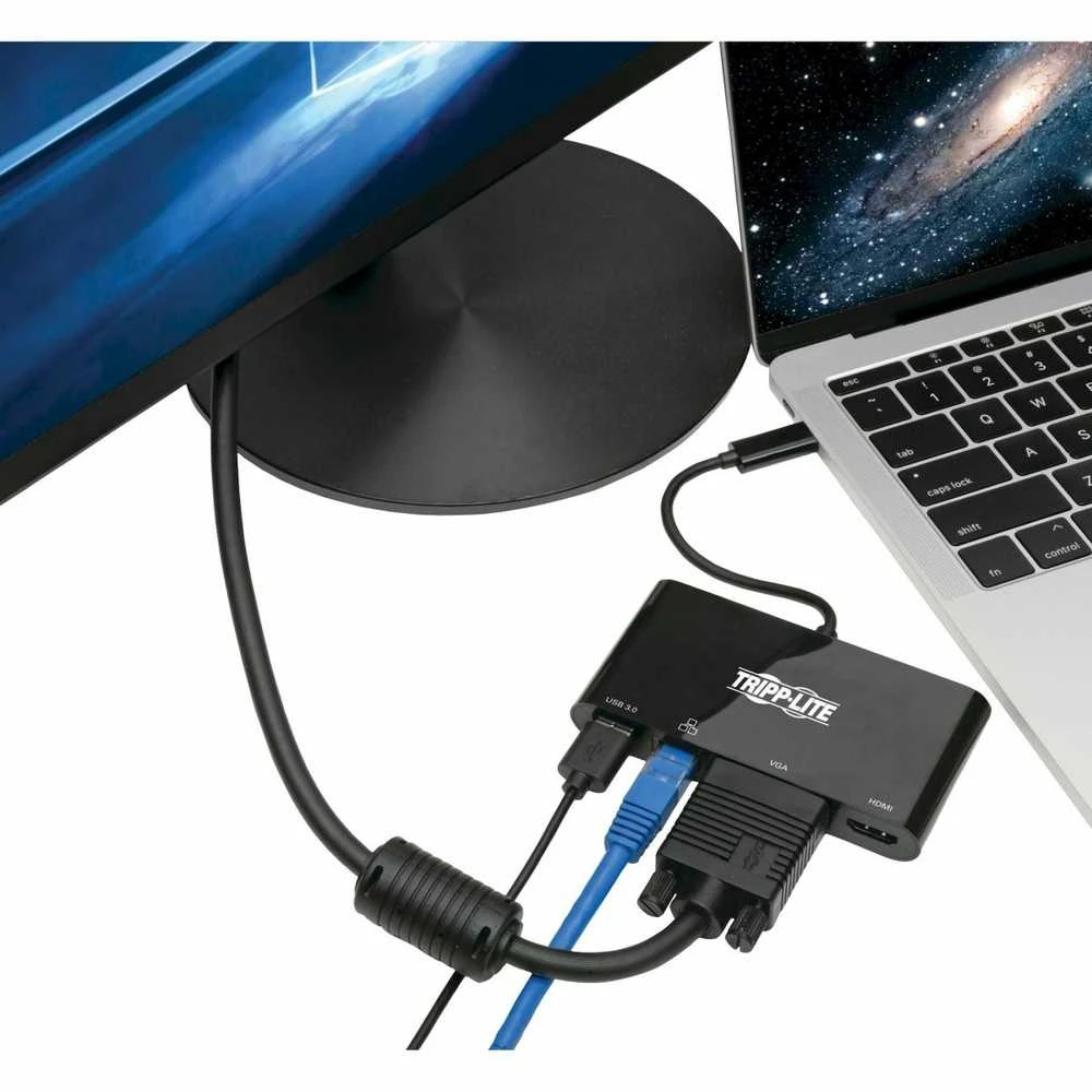 Eaton USB-C 4K HDMI, VGA, USB-A, GbE, HDCP kelių prievadų adapteris U444-06N-HV4GUB juodas