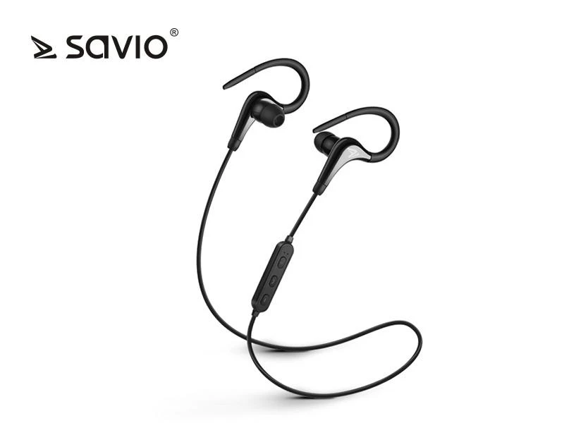 Belaidės ausinės sportui Savio WE-03, Juodos