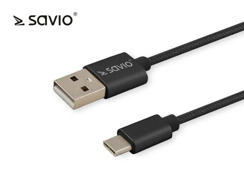 Savio CL-129 USB cable 2 m USB 2.0 USB A USB C Juodas