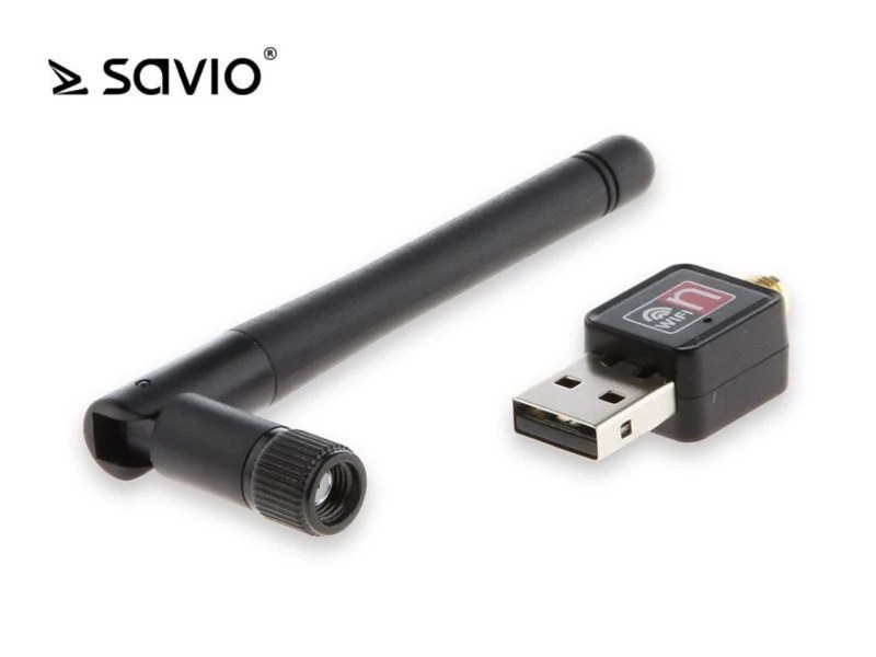 Wi-Fi 802.11 / n SAVIO CL-63 USB 150Mbps kortelė su antena, lizdinė plokštelė