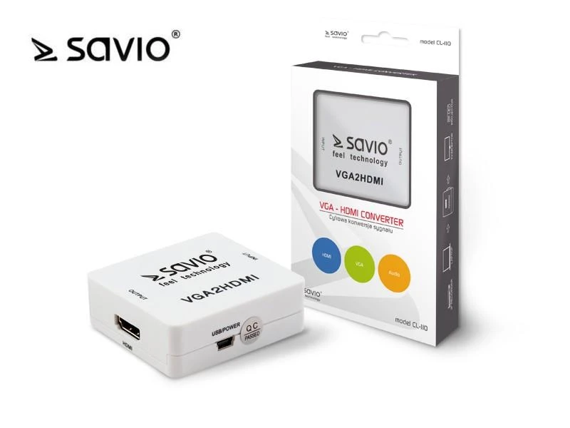 Savio VGA – HDMI Full HD | 1080p 60Hz keitiklis| Adapteriai