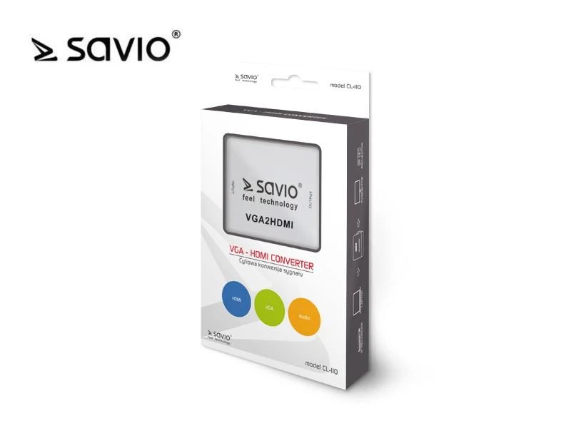 Savio VGA – HDMI Full HD | 1080p 60Hz keitiklis| Adapteriai