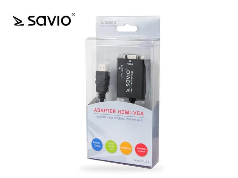 Savio CL-23 HDMI į VGA adapteris pakuotėje