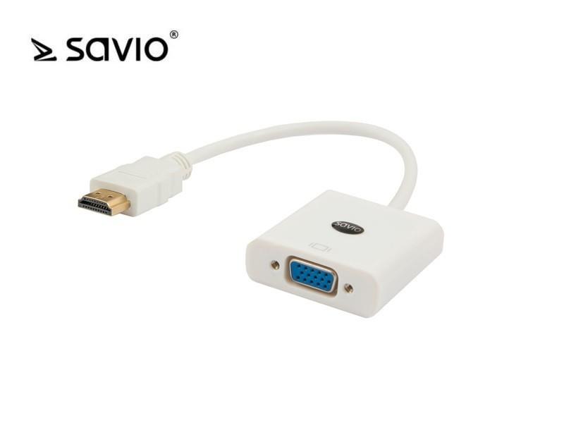 Savio CL-27B vaizdo kabelio adapteris 0,1 m HDMI Type A (Standartinis) VGA (D-Sub) Baltas