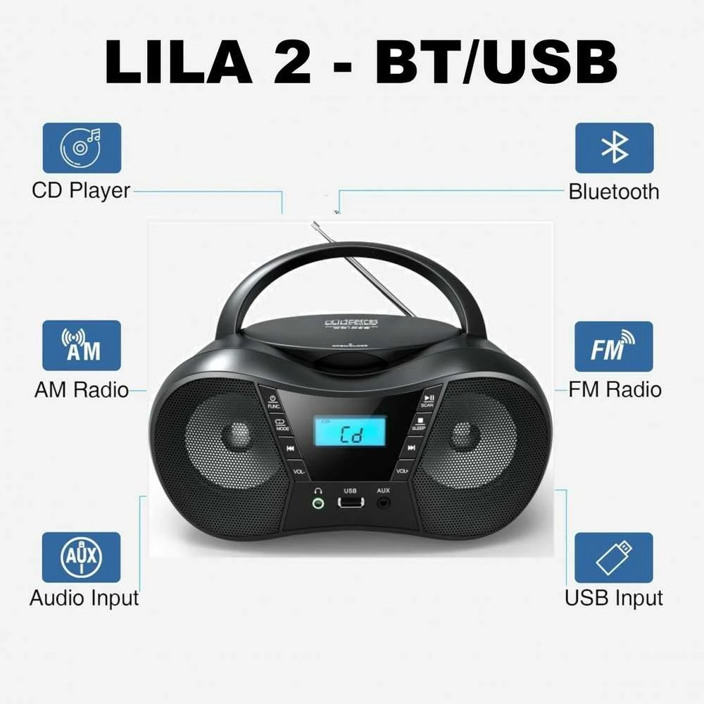Eltra Grotuvas CD LILA2 USB/BT rožinis