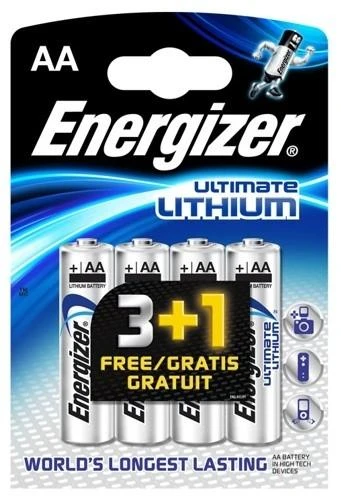 Energizer Ultimate Lithium AA baterijų pakuotė 3+1