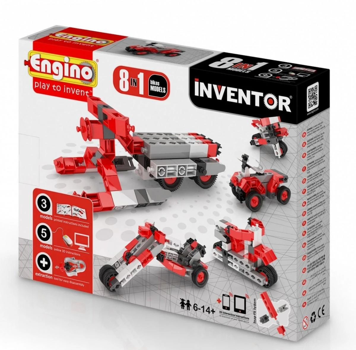 Engino Inventor Konstruktorius „Keturračiai ir motociklai“ (8 modeliai)