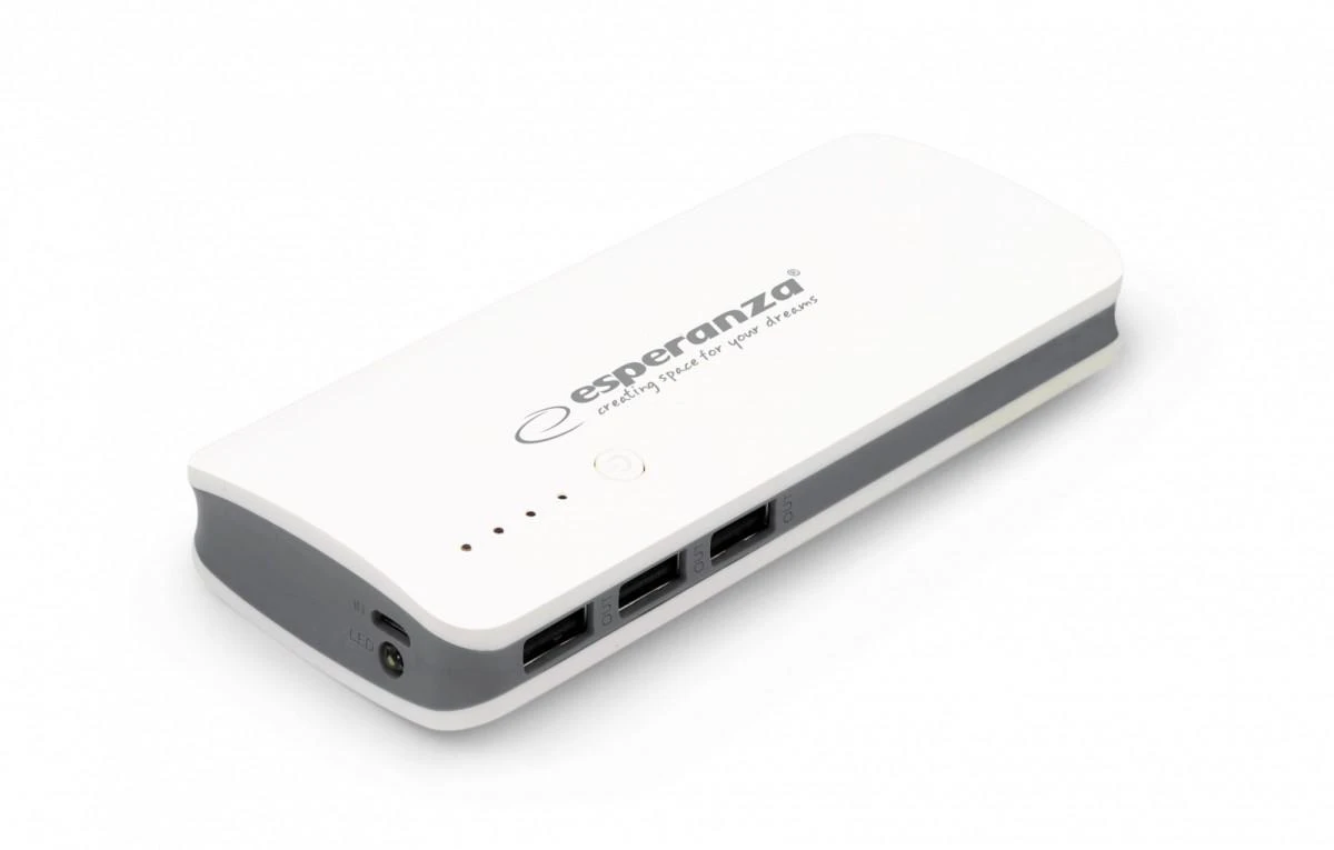 Power Bank Esperanza Radium EMP106WE (8000mAh, microUSB, USB 2.0, baltos spalvos)
