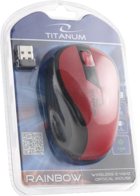 ESPERANZA TITANUM RAINBOW Optinė belaidė pelė 3D 2.4 GHz 1000 DPI 3D Raudona