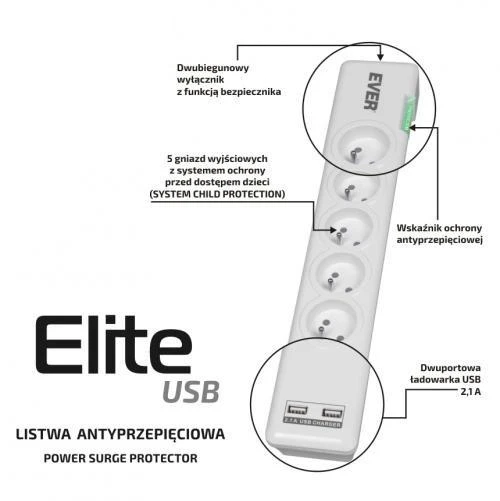 Maitinimo juosta Ever Elite T/LZ10-SPI000/0000 2xUSB