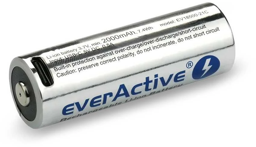 akumuliatorius everActive 18500 2100mAh USB-C !BOX