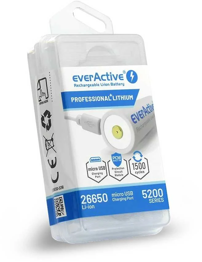 everActive 26650 akumuliatorius pakuotėje