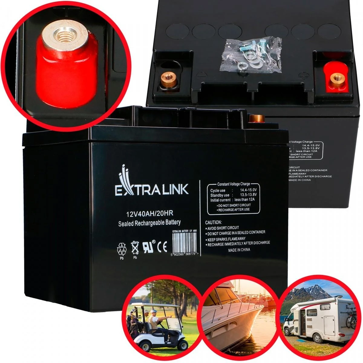 Extralink akumuliatorius Baterija ACCUMULATOR 12V 40AH – Batterie – 40.000 mAh Rūgštinis akumuliatorius (VRLA) 13,5 V 12 Ah