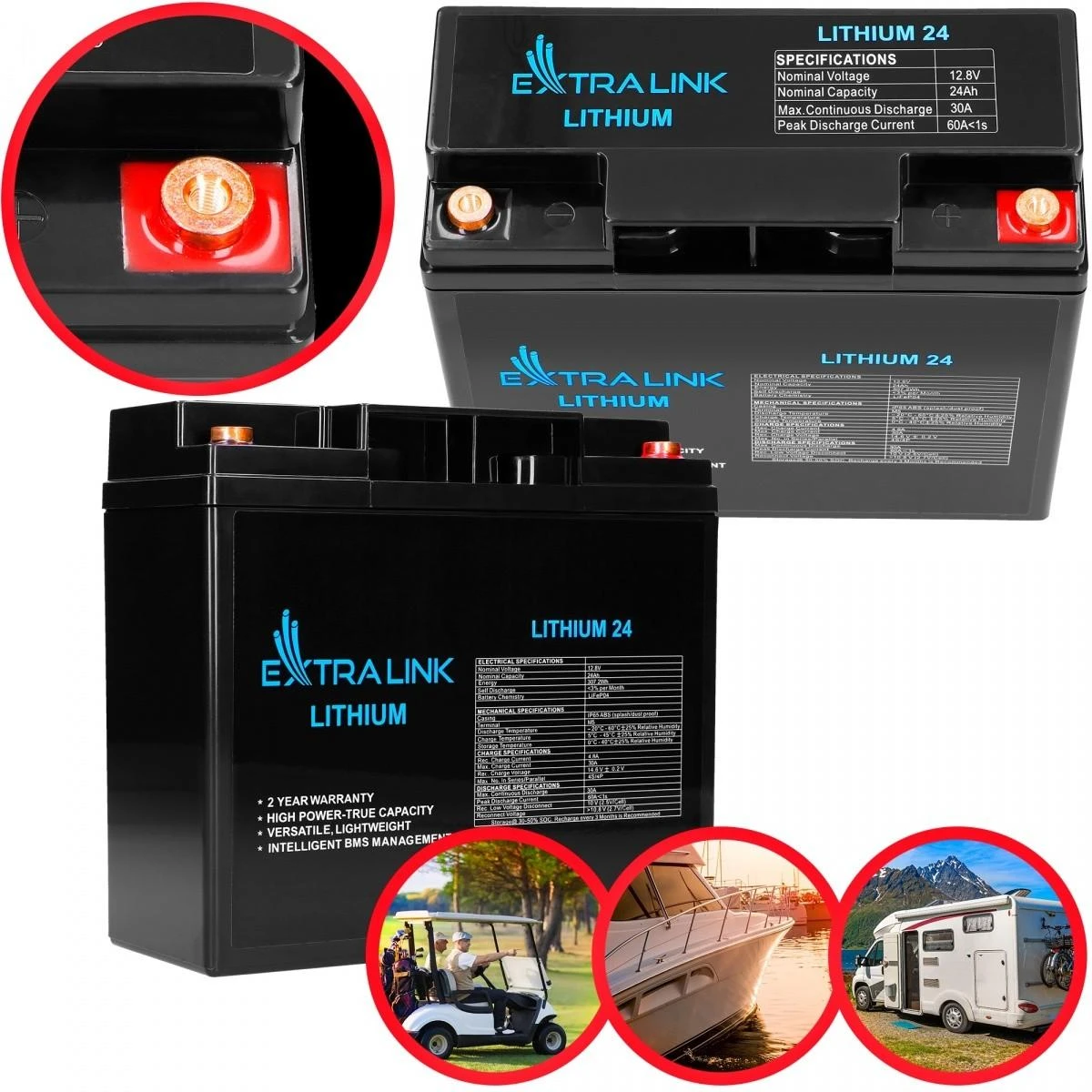 Akumuliatorius Extralink LiFePO4 24AH 12.8V, BMS