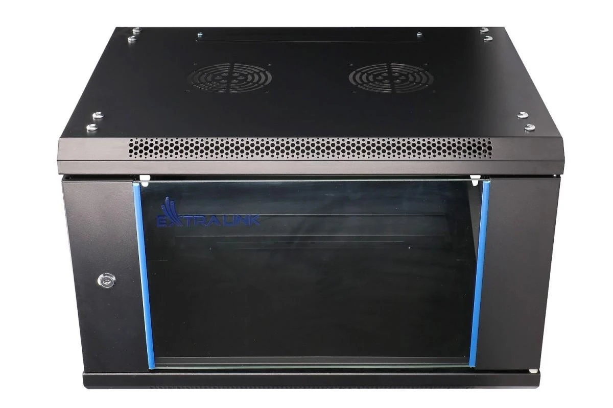 EXTRALINK 6U 600X600 AZH sieninė spintelė sūpynės tipo juodas