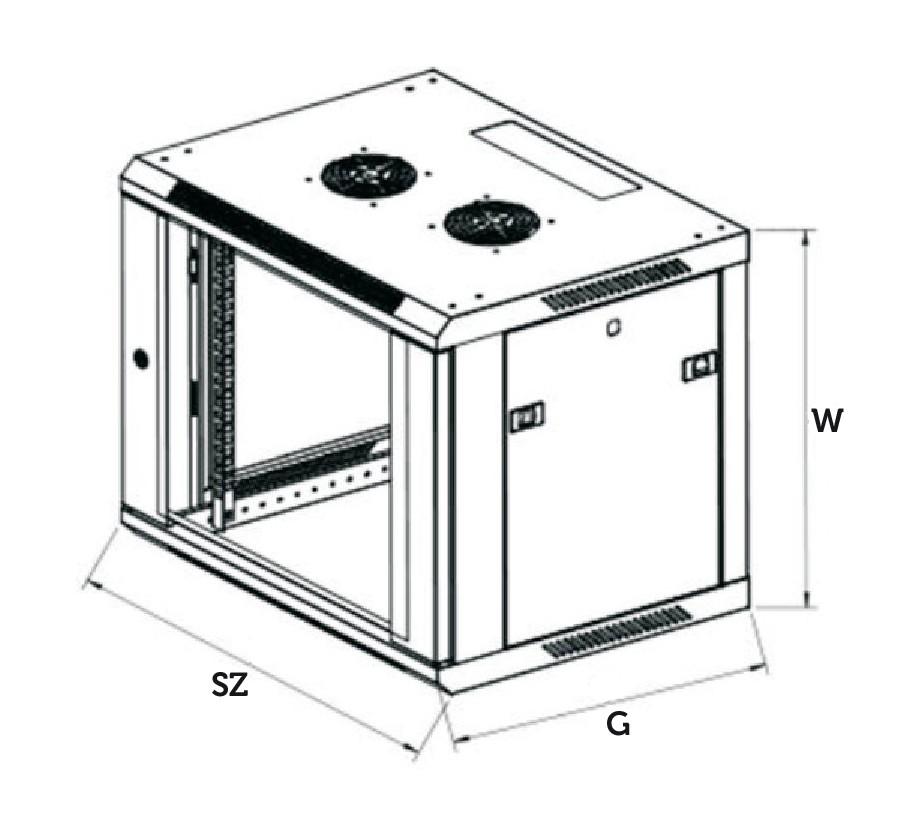 EXTRALINK 12U 600X600 AZH sieninė spintelė sūpynės tipo pilka