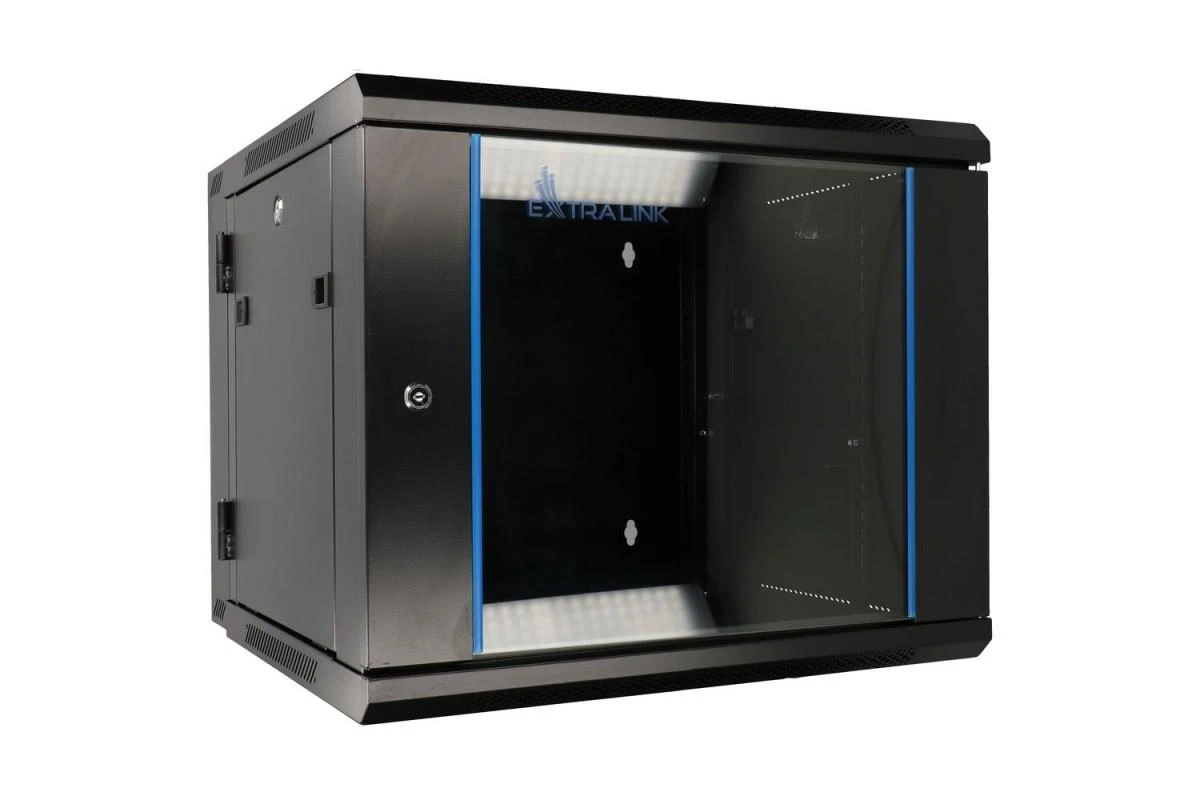 EXTRALINK 9U 600X600 AZH sieninė spintelė sūpynės tipo juodas