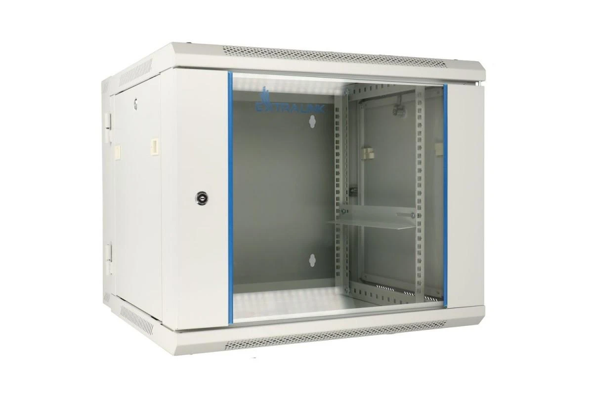 EXTRALINK 12U 600X600 AZH sieninė spintelė sūpynės tipo pilka