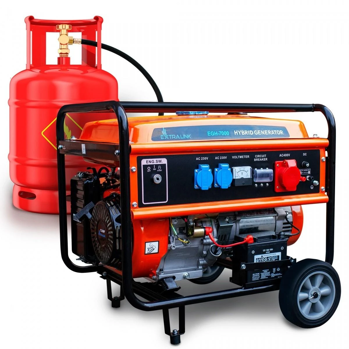 Hibridinis elektros generatorius Extralink EGH-7000 (dujos/benzinas), 7kW