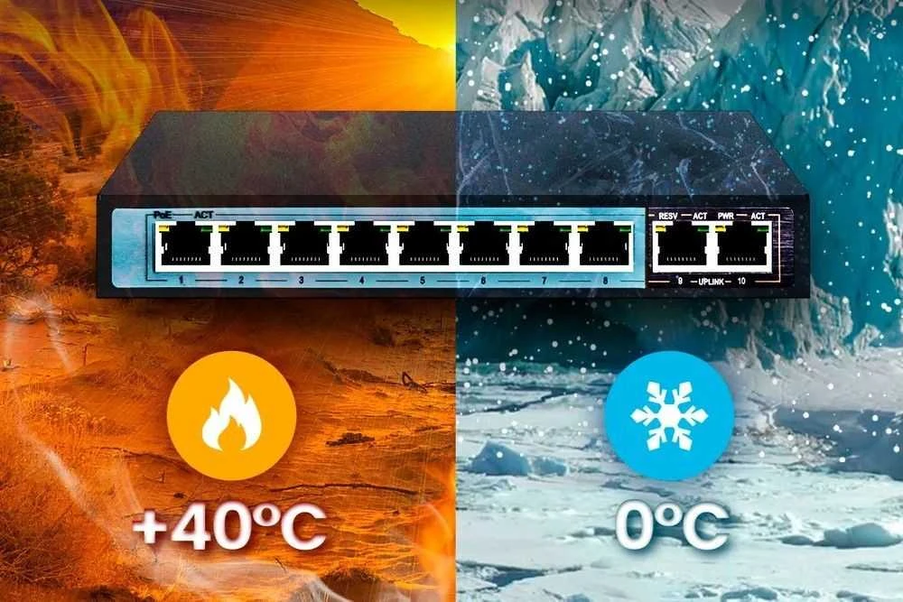 Šakotuvas EXTRALINK CERES 8 prievadų FastEthernet nevaldomas 96 W PoE jungiklis + 2x FE Up-Link