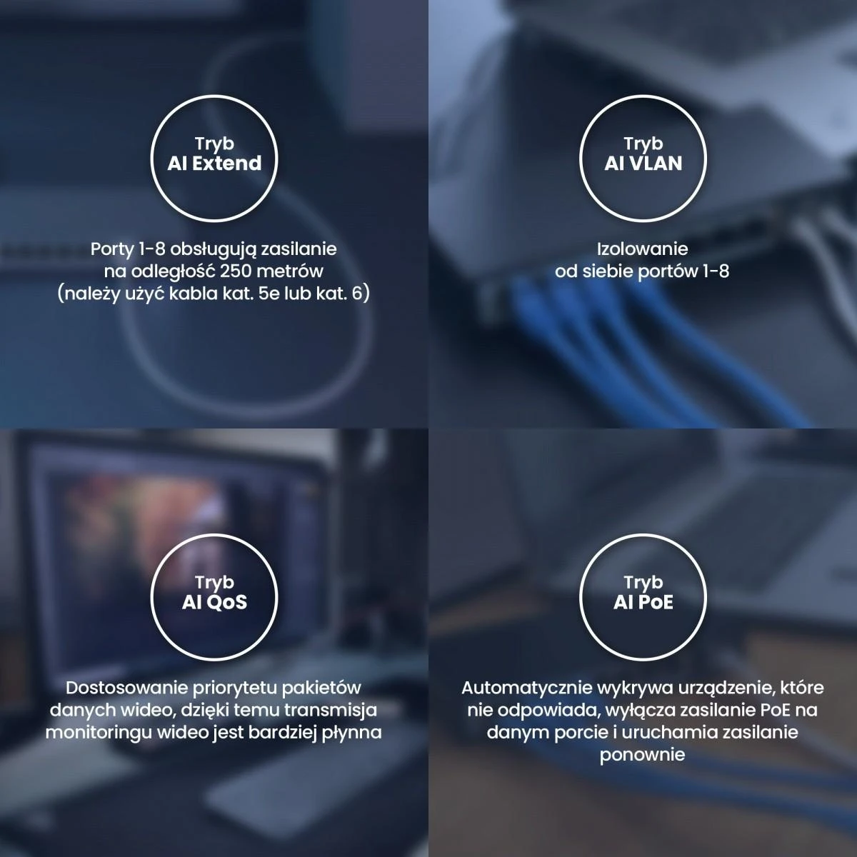 Šakotuvas EXTRALINK CERES 8 prievadų FastEthernet nevaldomas 96 W PoE jungiklis + 2x FE Up-Link
